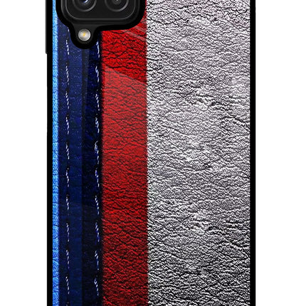 BMW Stripes Samsung M32 Glass Case Back Cover by Casekaro