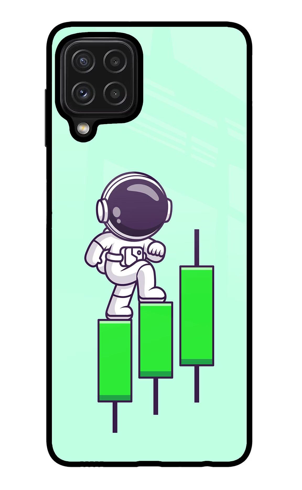 Astronaut Trader Samsung M32 Glass Case Back Cover by Casekaro