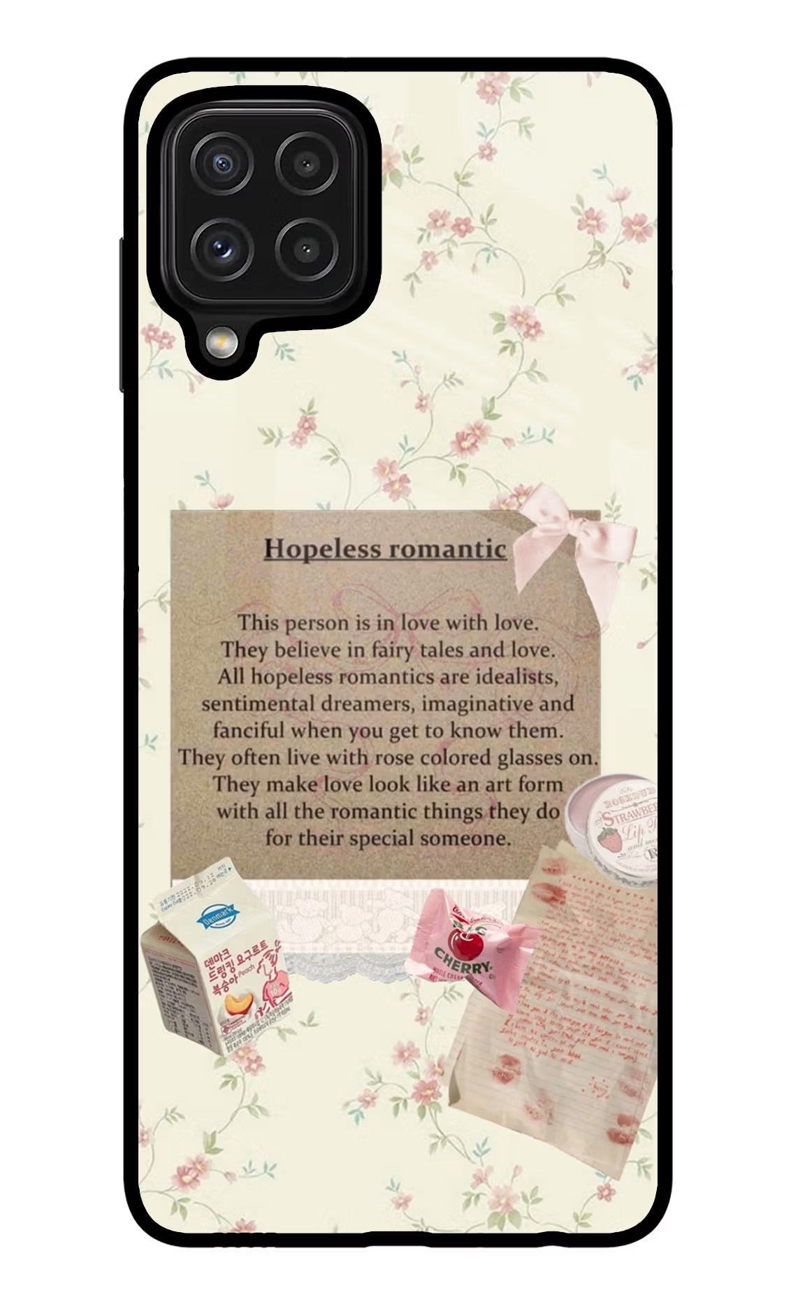 Hopeless Romantic Samsung M32 Glass Case Back Cover by Casekaro