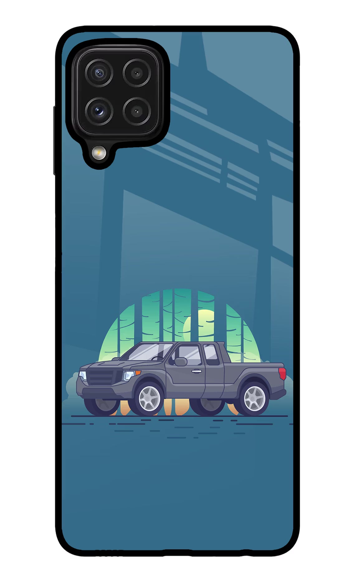 Retro Garage Vibe Samsung M32 Glass Case Back Cover by Casekaro