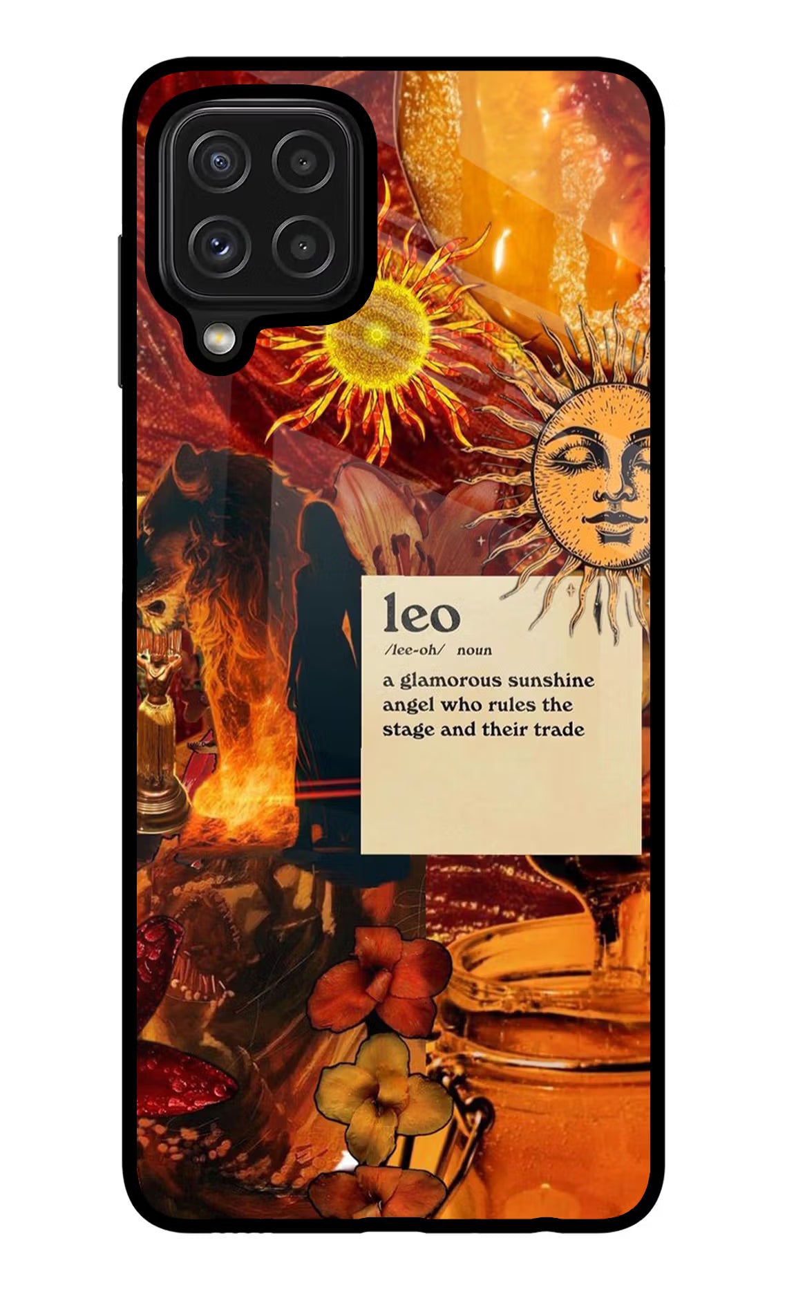 Leo Zodiac Samsung M32 Glass Case Back Cover by Casekaro