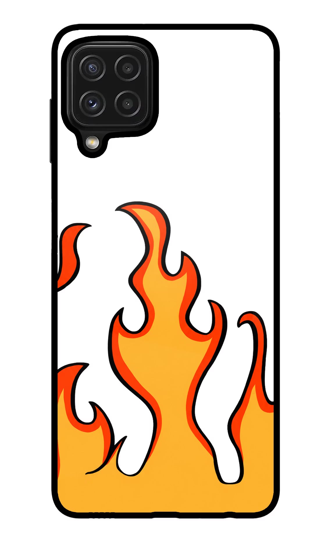 Fired Up – White Samsung M32 Glass Case Back Cover by Casekaro