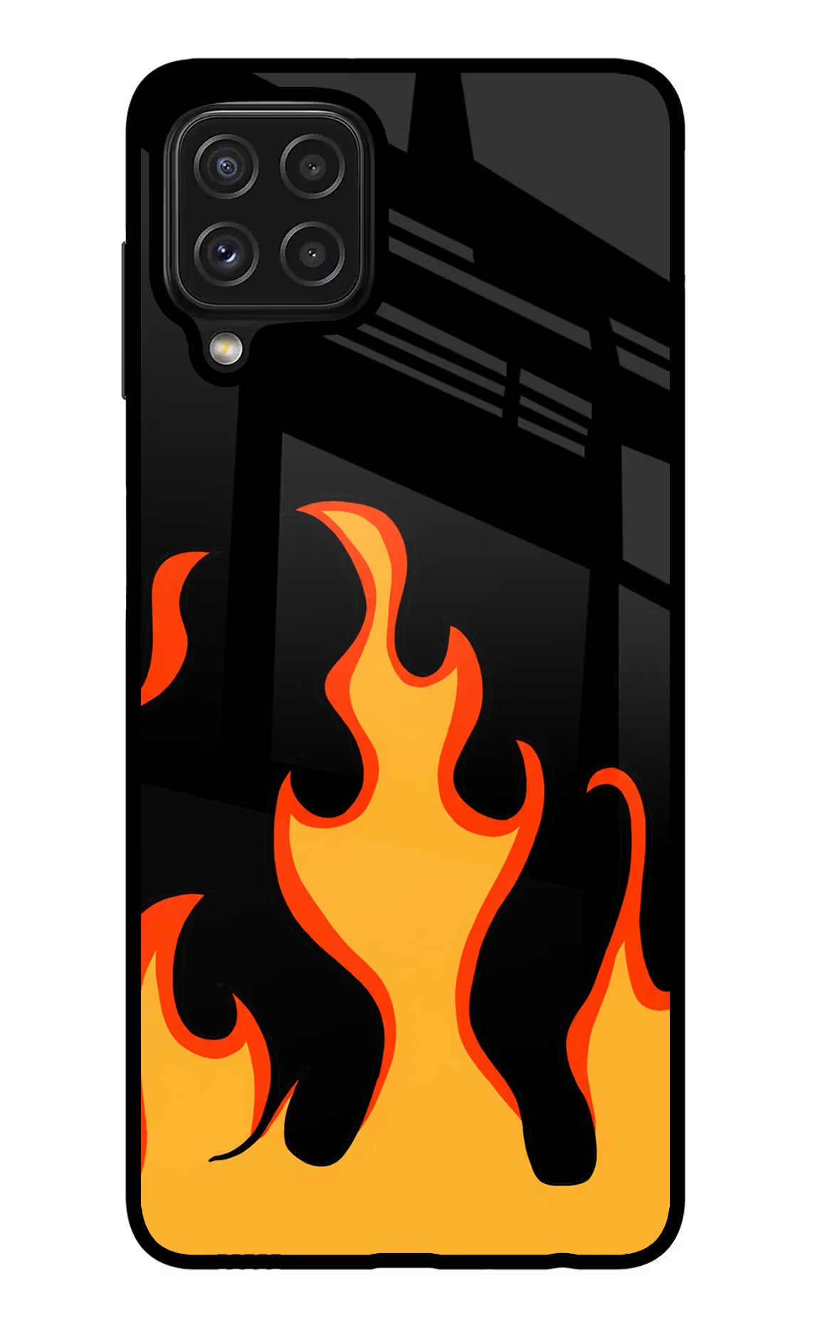 Fired Up – Black Samsung M32 Glass Case Back Cover by Casekaro