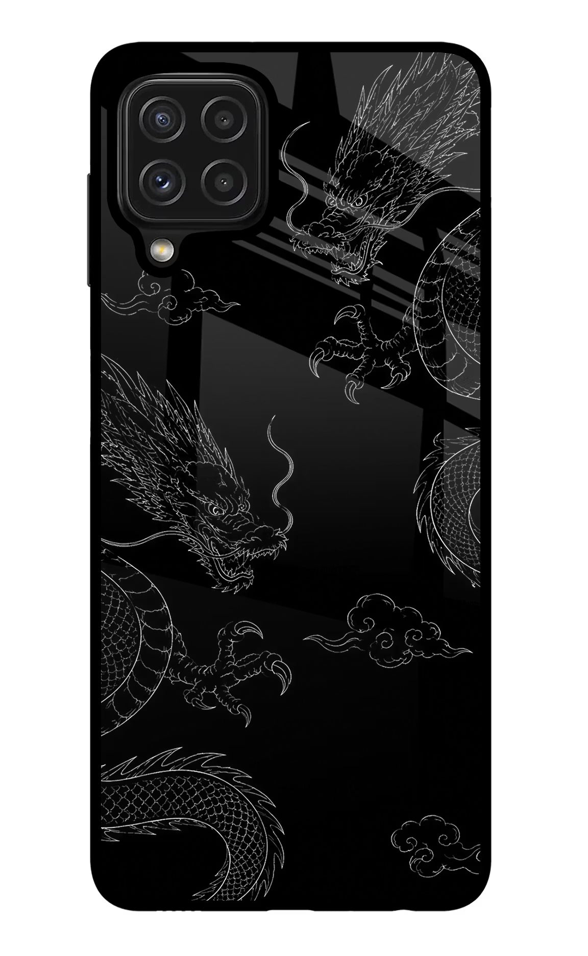 Twin Dragons Samsung M32 Glass Case Back Cover by Casekaro