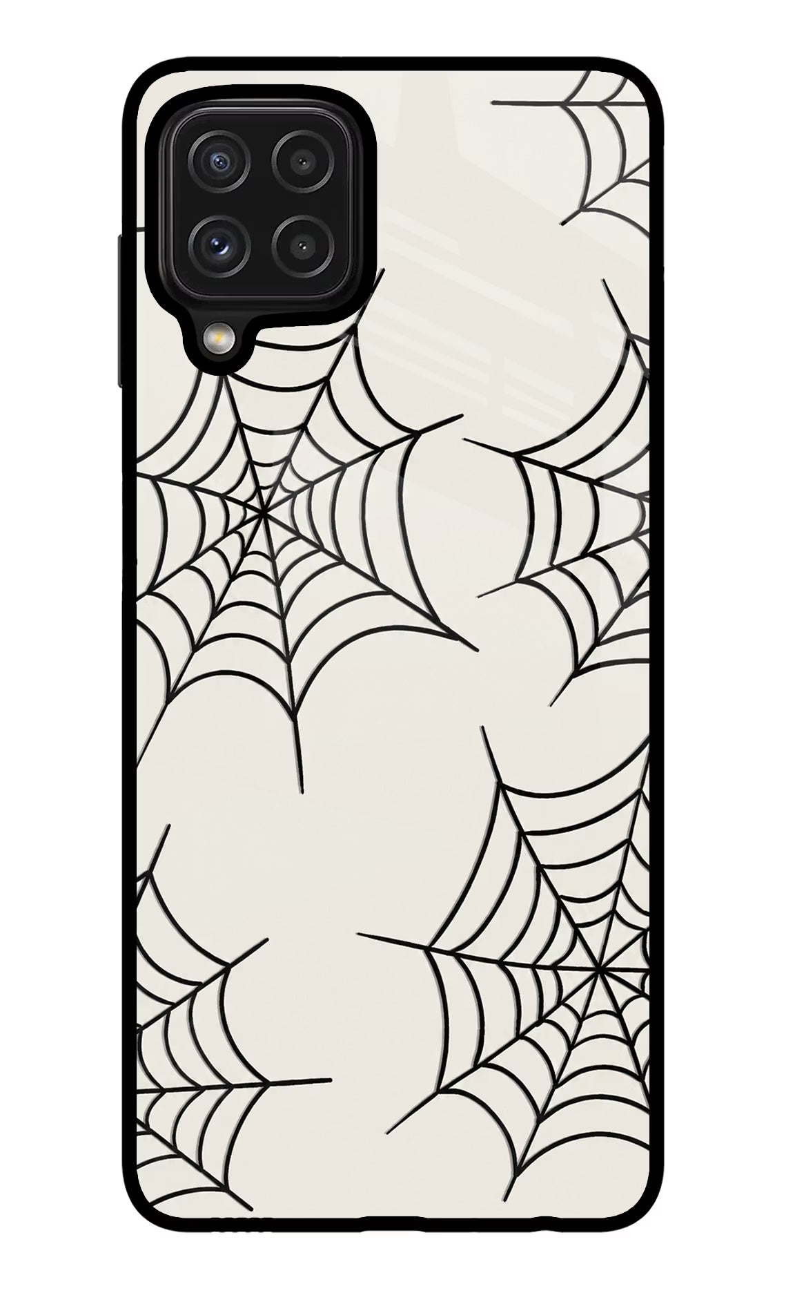 Spider Web Samsung M32 Glass Case Back Cover by Casekaro