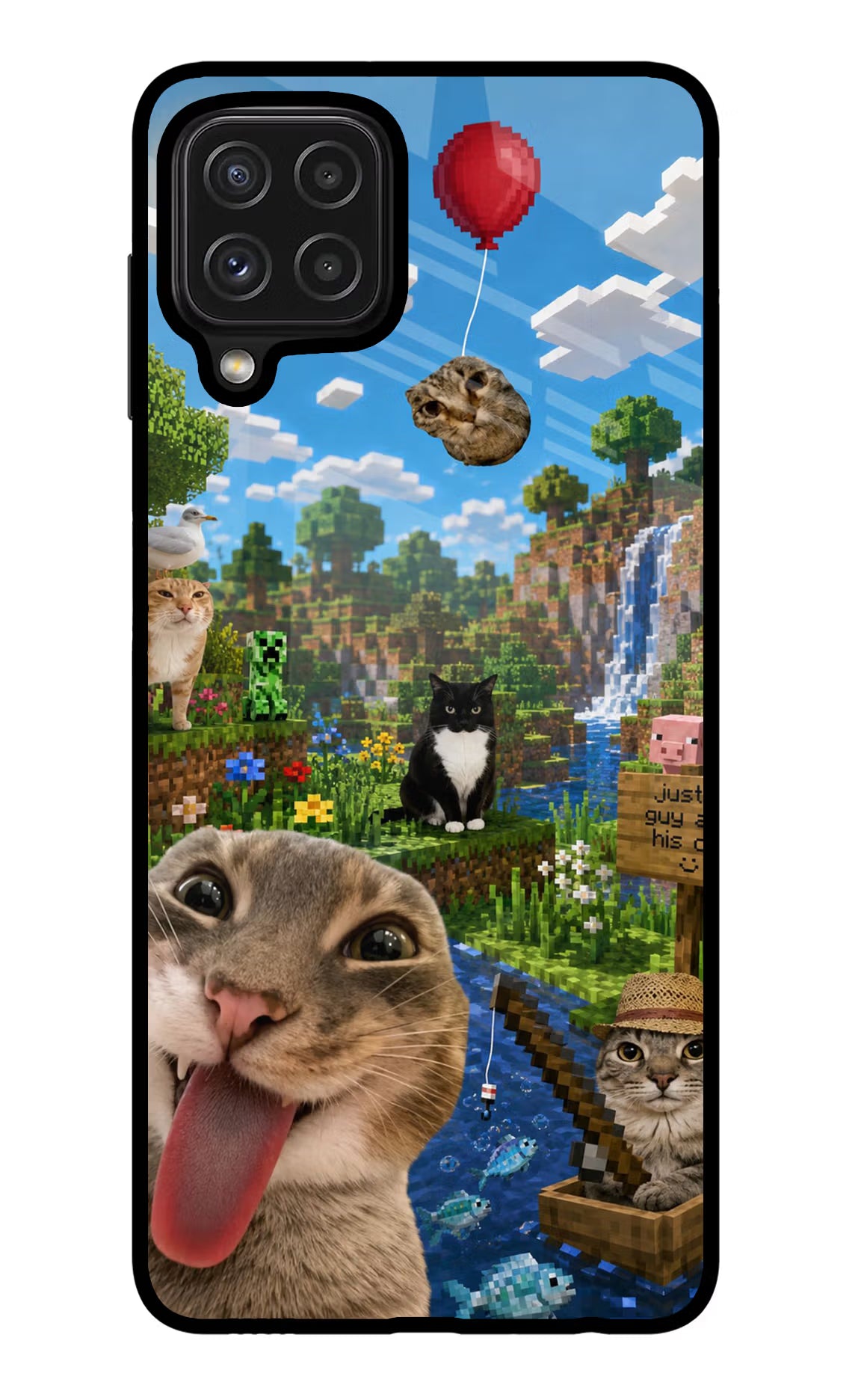 Minecraft Cat Chaos Samsung M32 Glass Case
