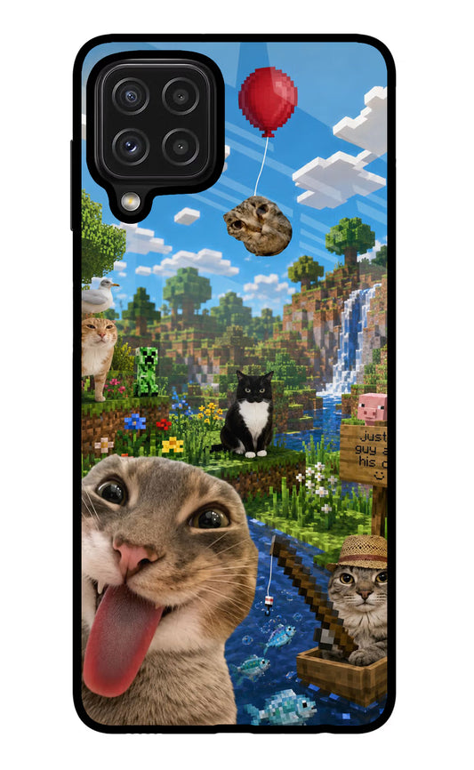 Minecraft Cat Chaos Samsung M32 Glass Case