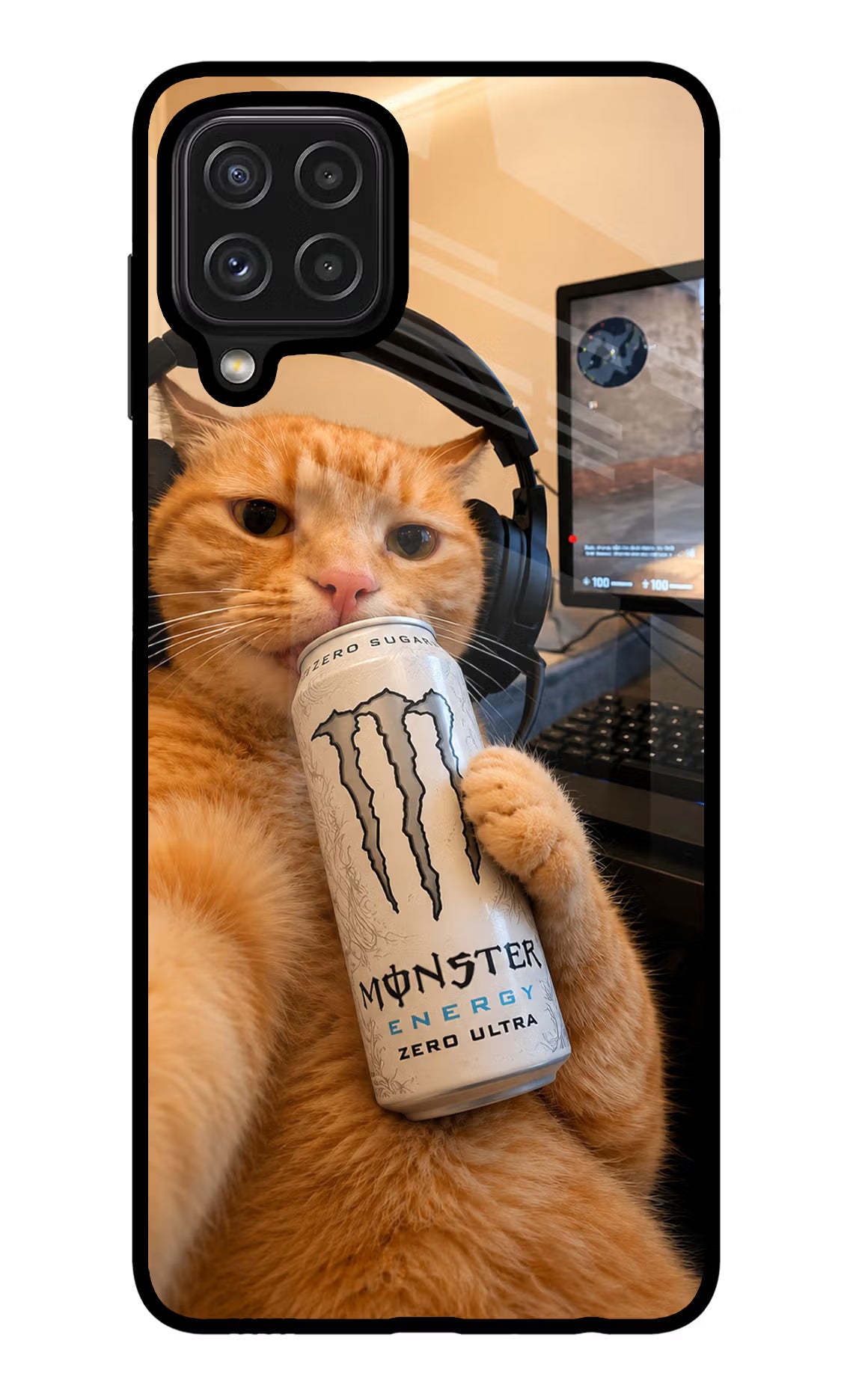 Gamer Cat Energy Samsung M32 Glass Case