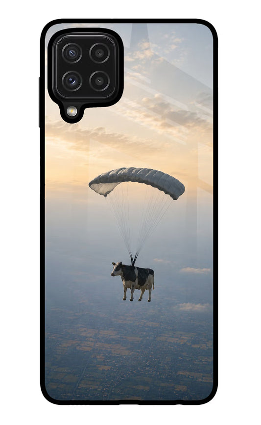 Skydiving Cow Samsung M32 Glass Case
