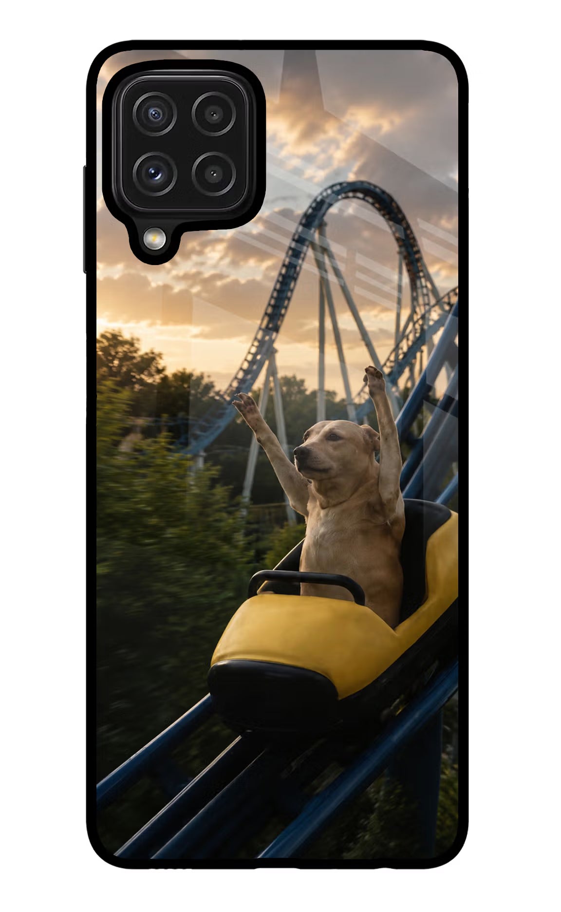Rollercoaster Dog Samsung M32 Glass Case
