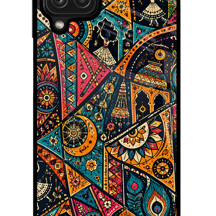 Folk Print Samsung M32 Glass Case