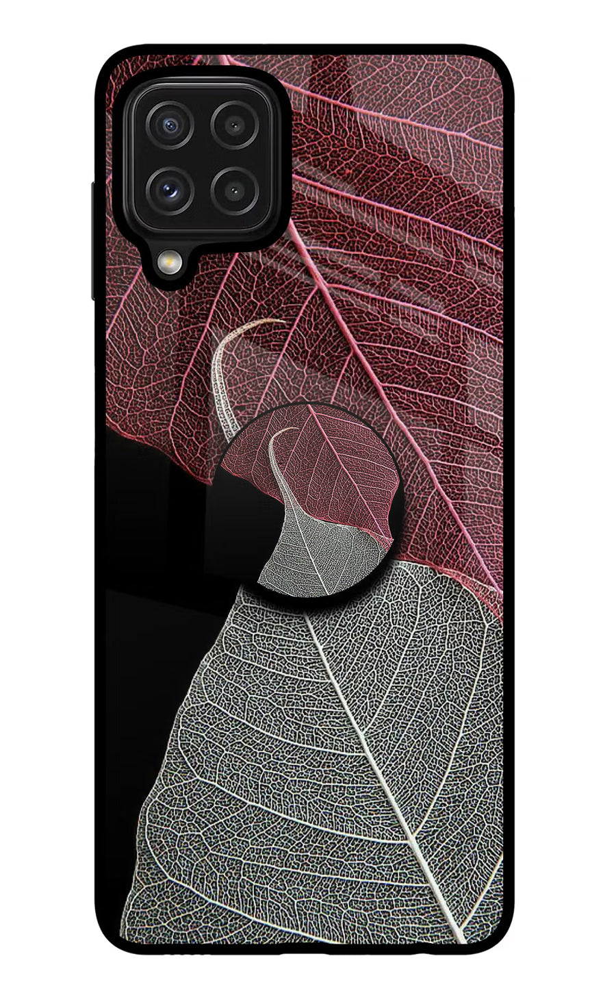 Leaf Pattern Samsung M32 Pop Case, Glass case