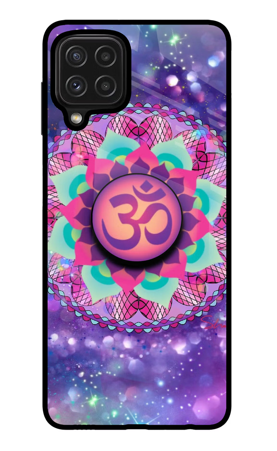 Om Purple Samsung M32 Pop Case, Glass case