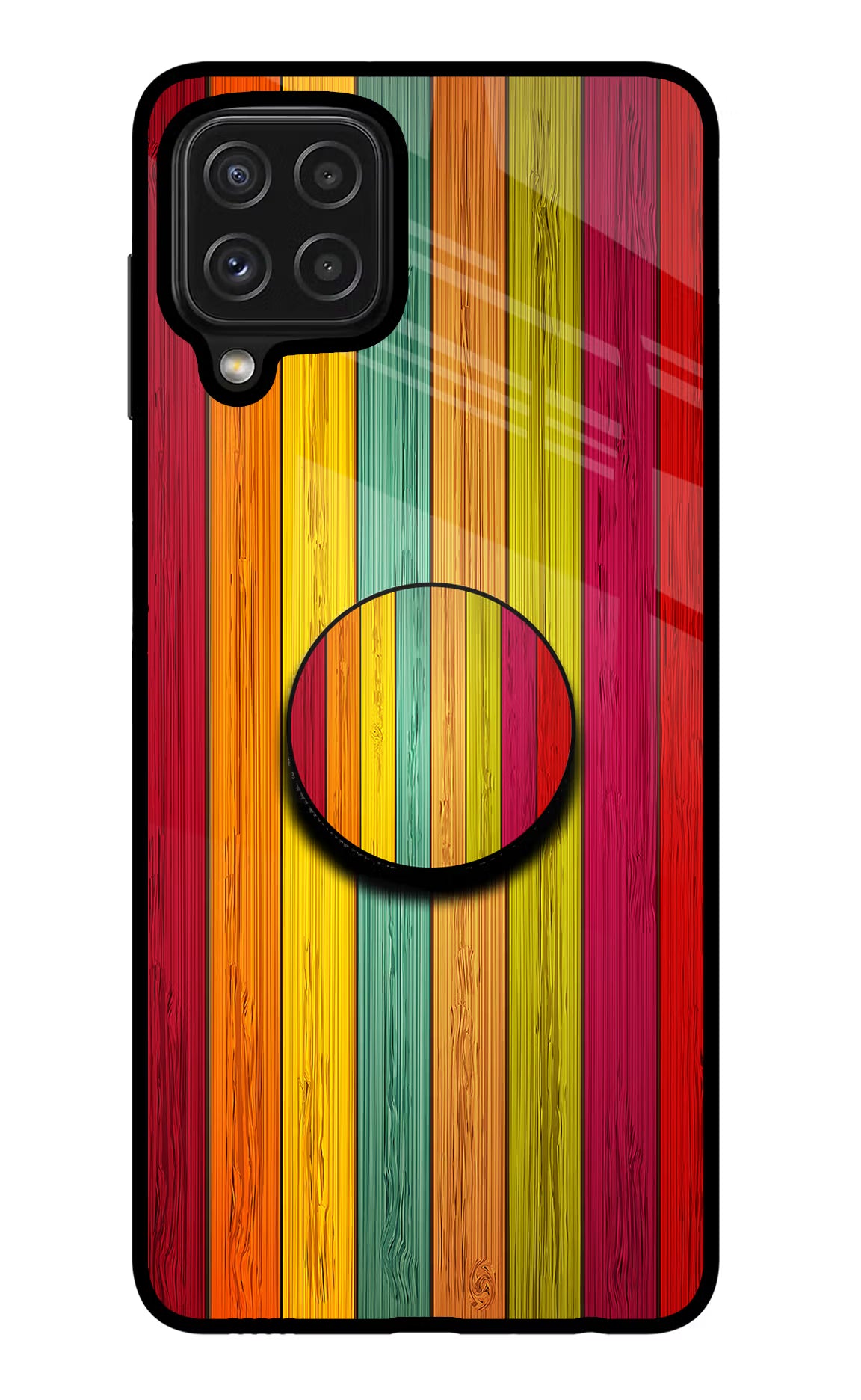 Multicolor Wooden Samsung M32 Pop Case by Casekaro