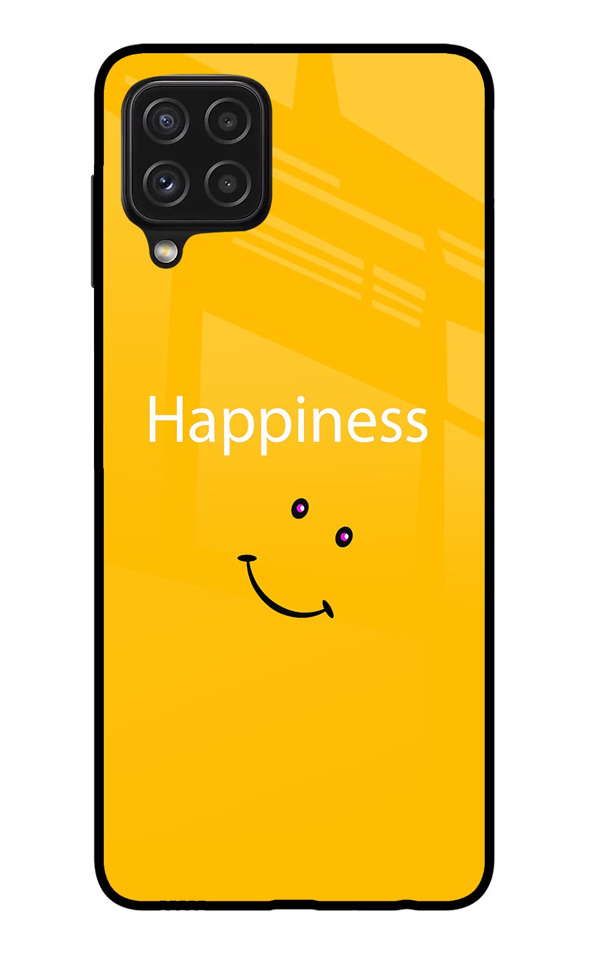 Happiness With Smiley Samsung A22 4G Glass Case Back Cover by Casekaro