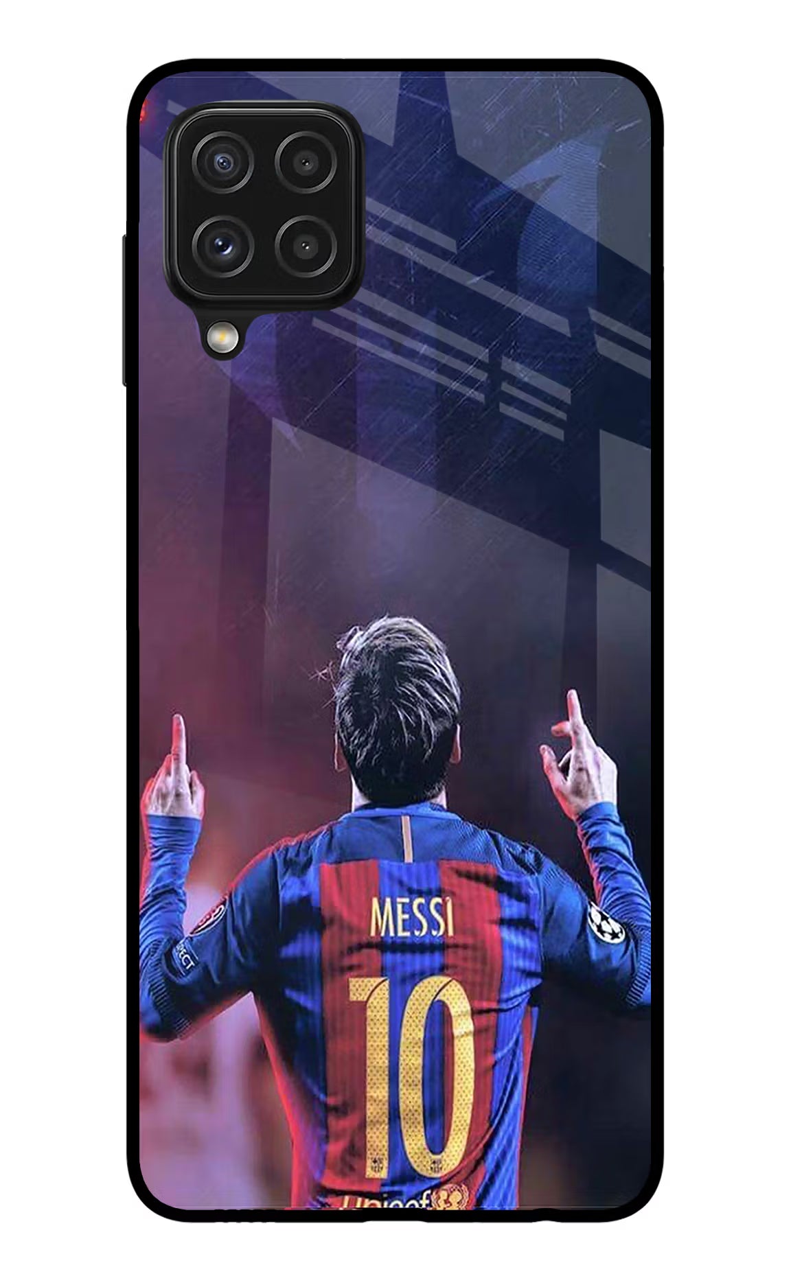 Messi Samsung A22 4G Glass Case Back Cover by Casekaro