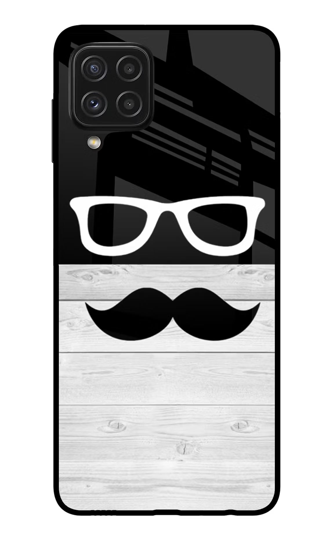 Mustache Samsung A22 4G Glass Case Back Cover by Casekaro