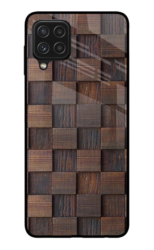 Wooden Cube Design Samsung A22 4G Glass Case