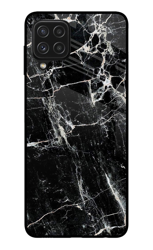 Black Marble Texture Samsung A22 4G Glass Case