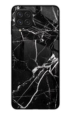 Black Marble Pattern Samsung A22 4G Glass Case