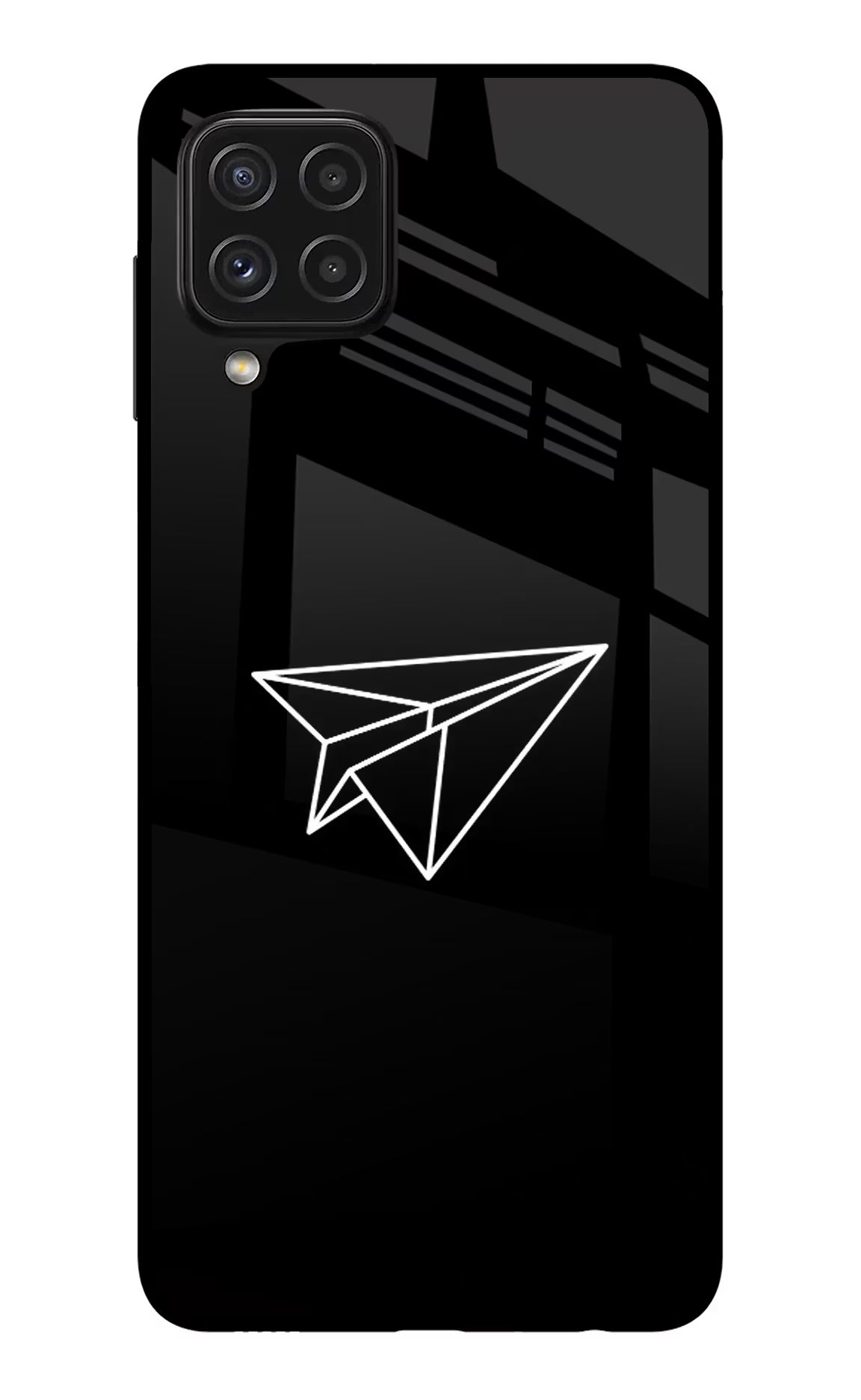 Paper Plane White Samsung A22 4G Glass Case