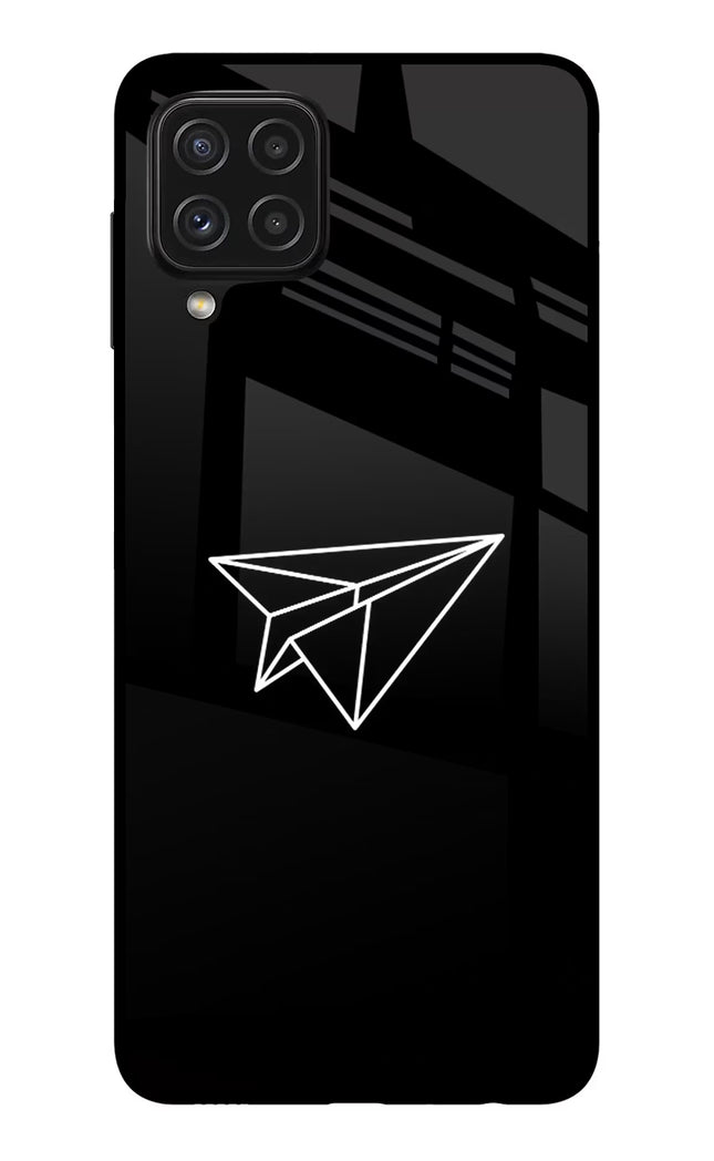 Paper Plane White Samsung A22 4G Glass Case