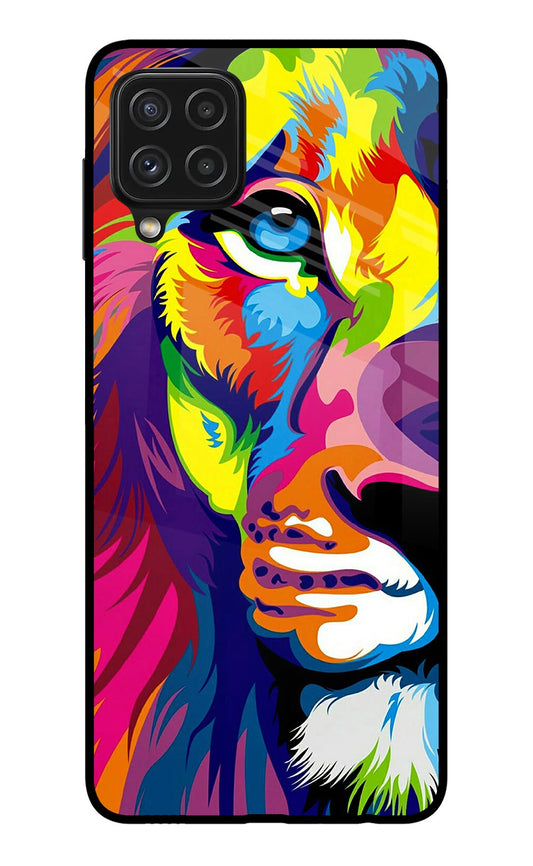 Lion Half Face Samsung A22 4G Glass Case