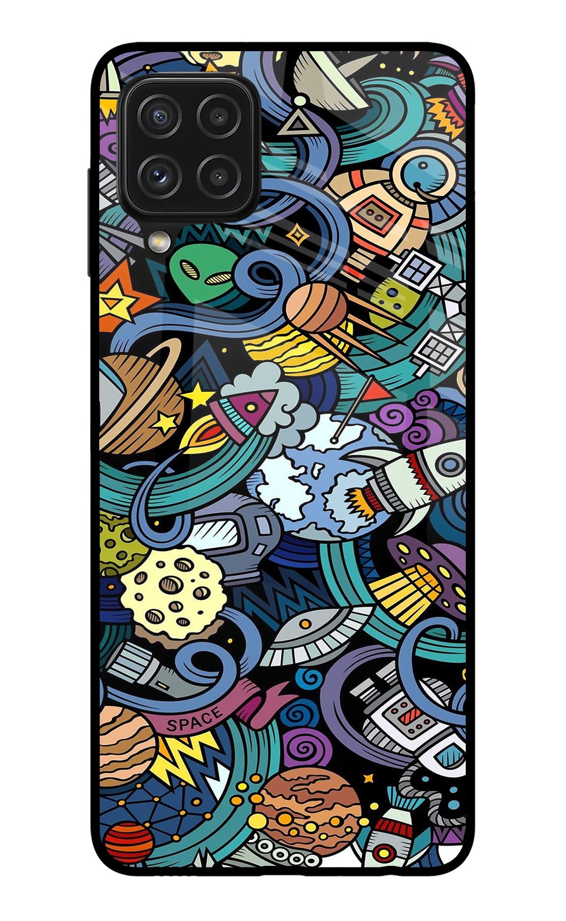 Space Abstract Samsung A22 4G Glass Case