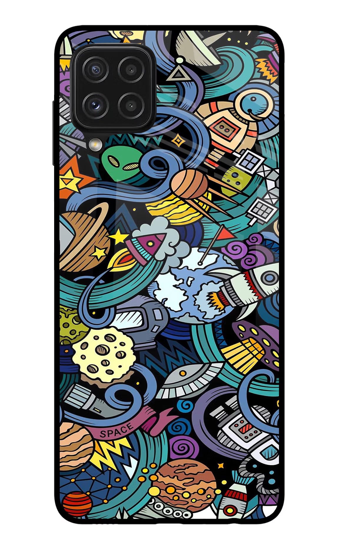 Space Abstract Samsung A22 4G Glass Case Back Cover by Casekaro