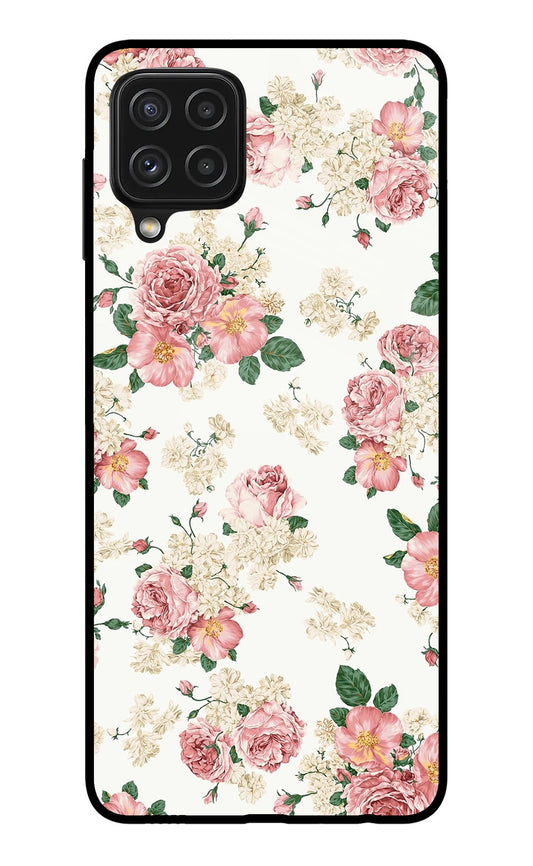 Flowers Samsung A22 4G Glass Case