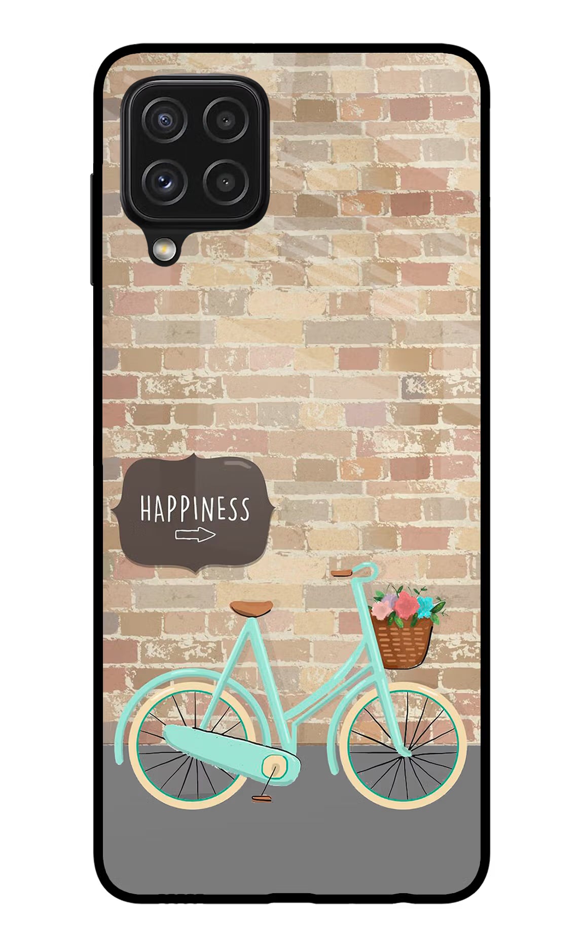Happiness Artwork Samsung A22 4G Glass Case Back Cover by Casekaro