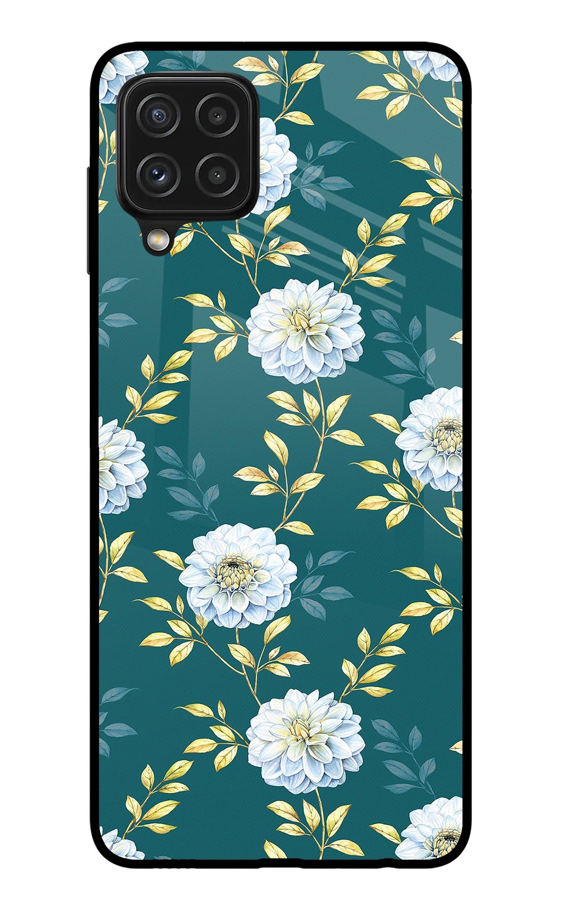 Flowers Samsung A22 4G Glass Case