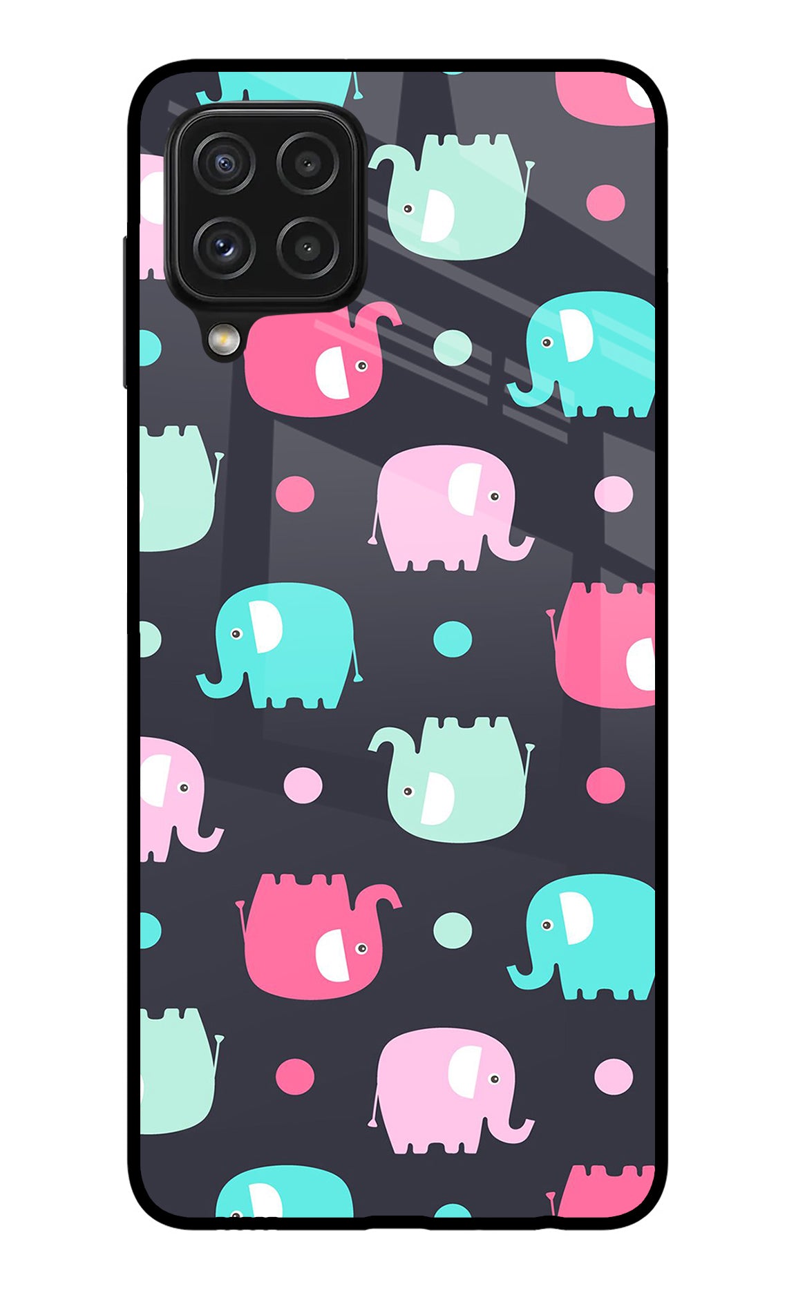 Elephants Samsung A22 4G Glass Case