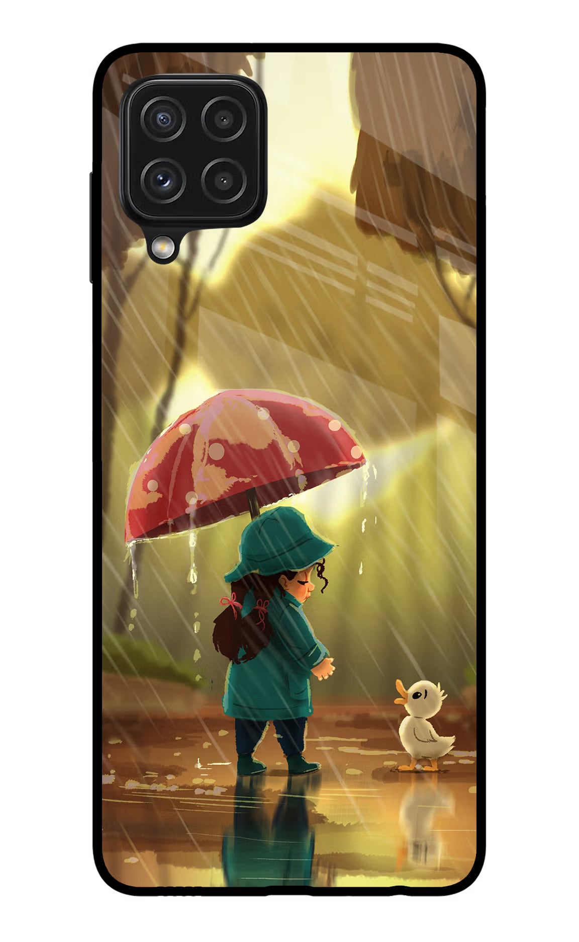 Rainy Day Samsung A22 4G Glass Case Back Cover by Casekaro