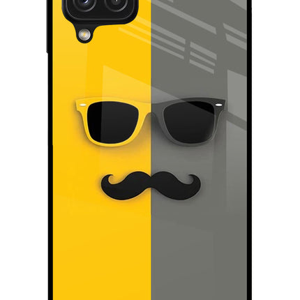 Sunglasses with Mustache Samsung A22 4G Glass Case Back Cover by Casekaro