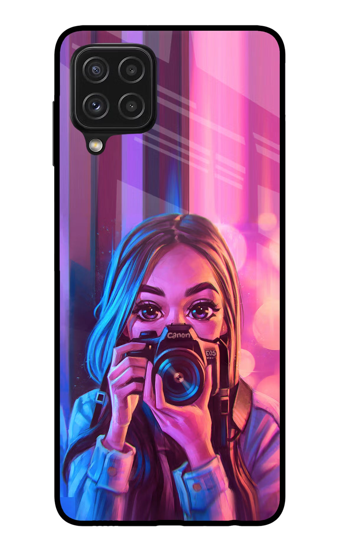 Girl Photographer Samsung A22 4G Glass Case Back Cover by Casekaro