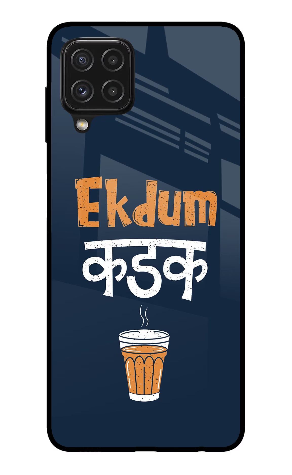 Ekdum Kadak Chai Samsung A22 4G Glass Case Back Cover by Casekaro