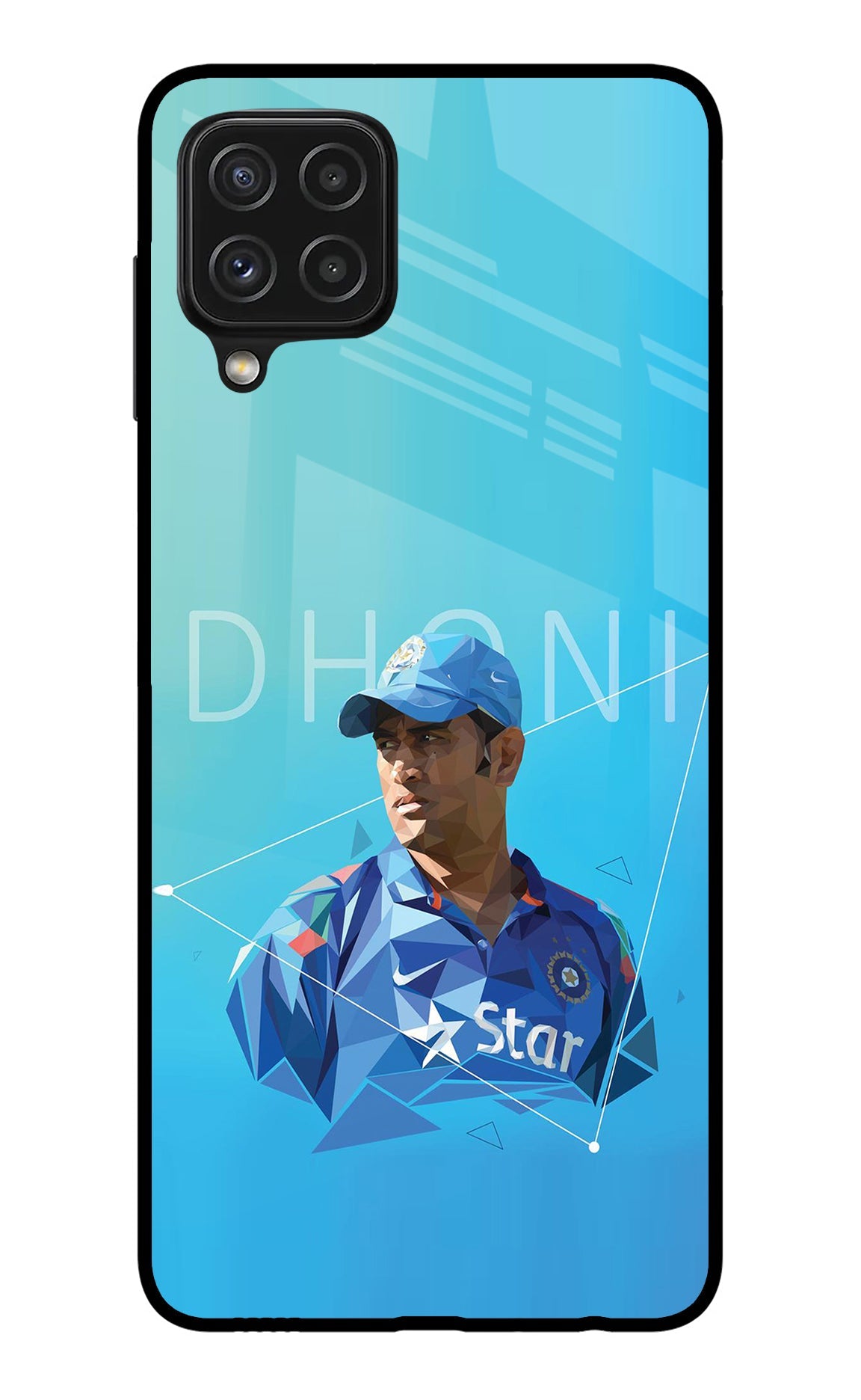 Dhoni Artwork Samsung A22 4G Glass Case