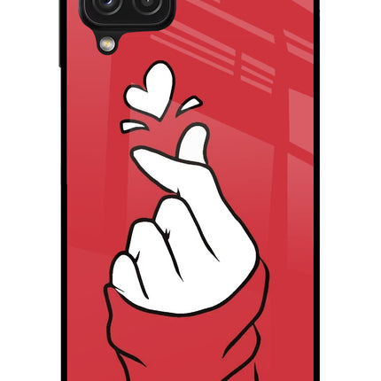 Korean Love Sign Samsung A22 4G Glass Case Back Cover by Casekaro