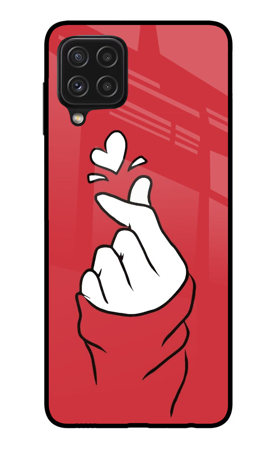 Korean Love Sign Samsung A22 4G Back Cover, Glass case