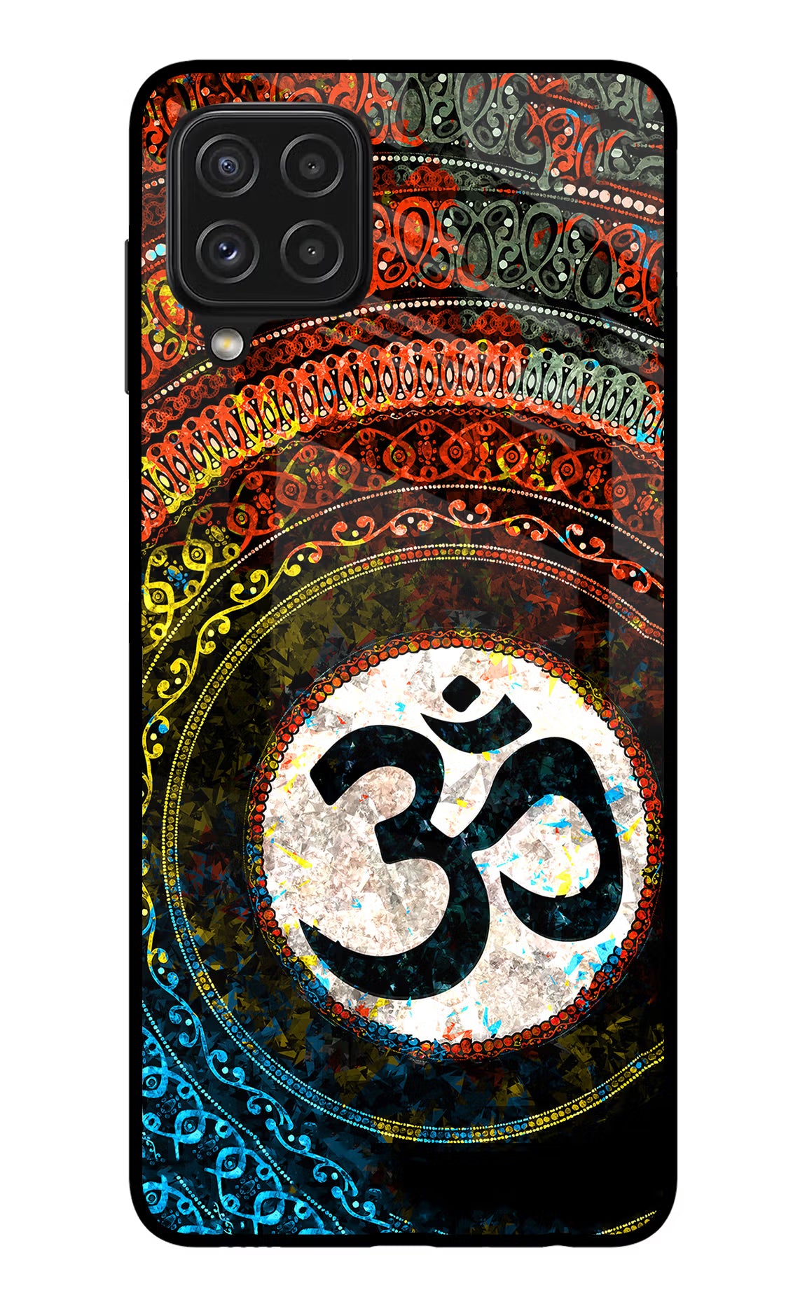 Om Cultural Samsung A22 4G Glass Case Back Cover by Casekaro