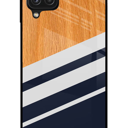 Blue and white wooden Samsung A22 4G Glass Case Back Cover by Casekaro