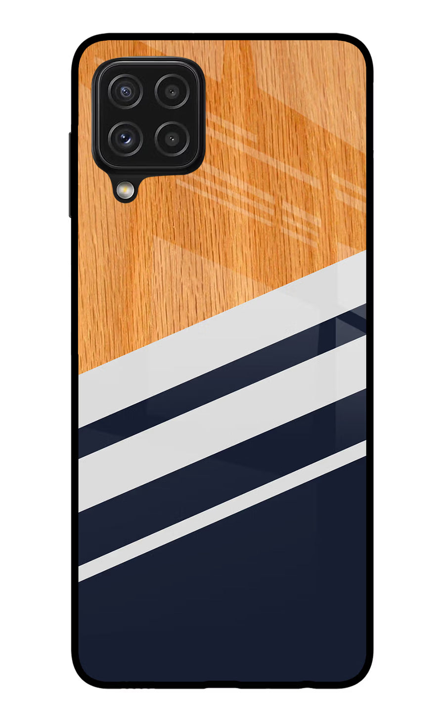 Blue and white wooden Samsung A22 4G Back Cover, Glass case