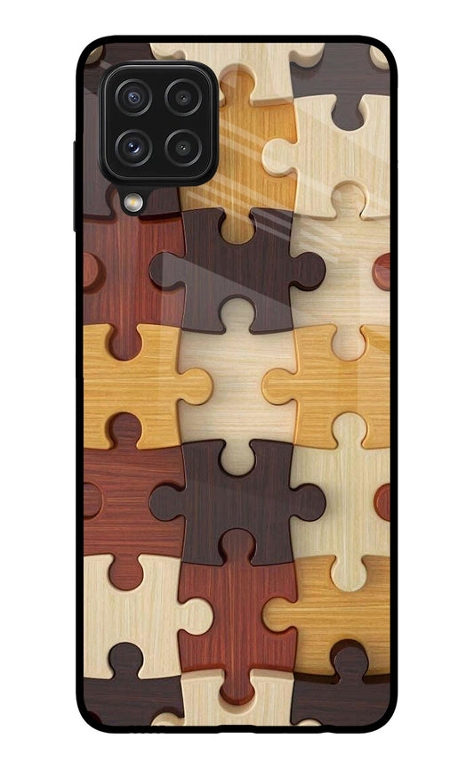 Wooden Puzzle Samsung A22 4G Glass Case