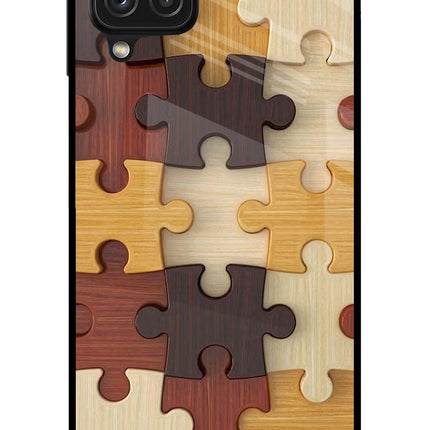 Wooden Puzzle Samsung A22 4G Glass Case