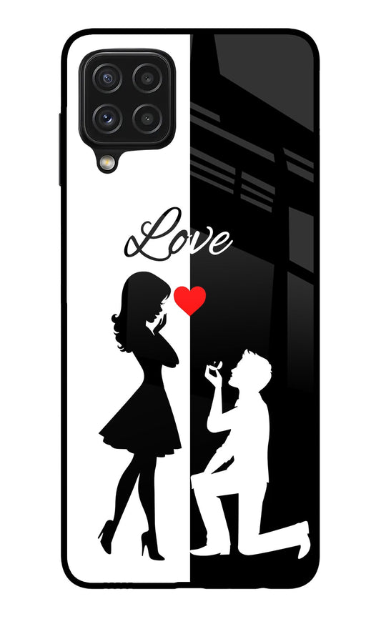 Love Propose Black And White Samsung A22 4G Glass Case