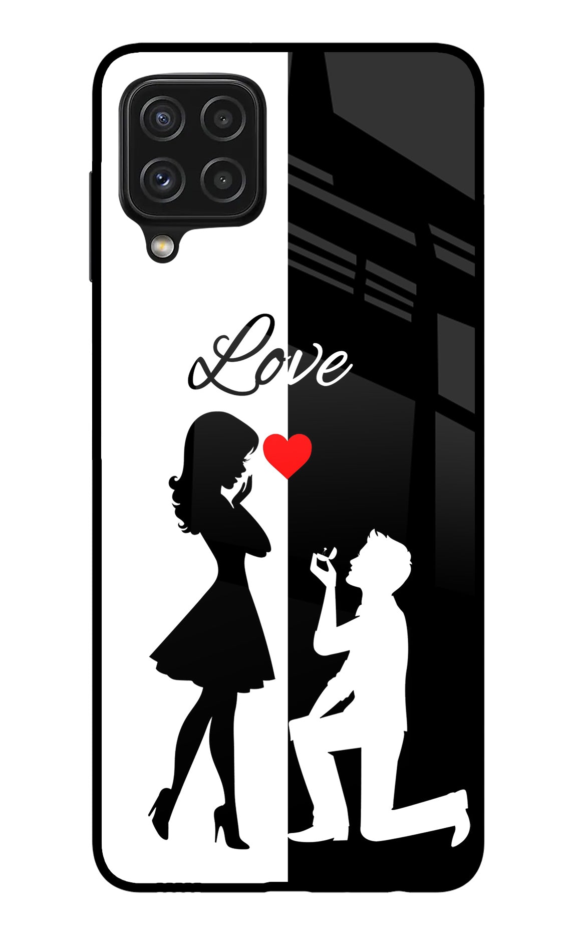 Love Propose Black And White Samsung A22 4G Back Cover