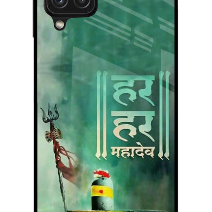 Har Har Mahadev Shivling Samsung A22 4G Glass Case Back Cover by Casekaro