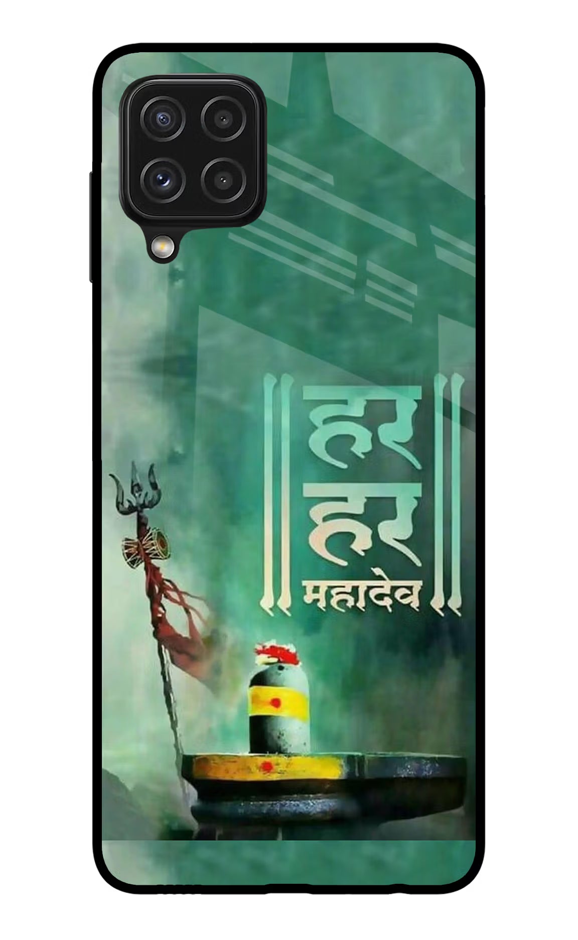 Har Har Mahadev Shivling Samsung A22 4G Glass Case Back Cover by Casekaro