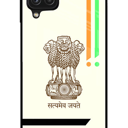 Satyamev Jayate Brown Logo Samsung A22 4G Glass Case